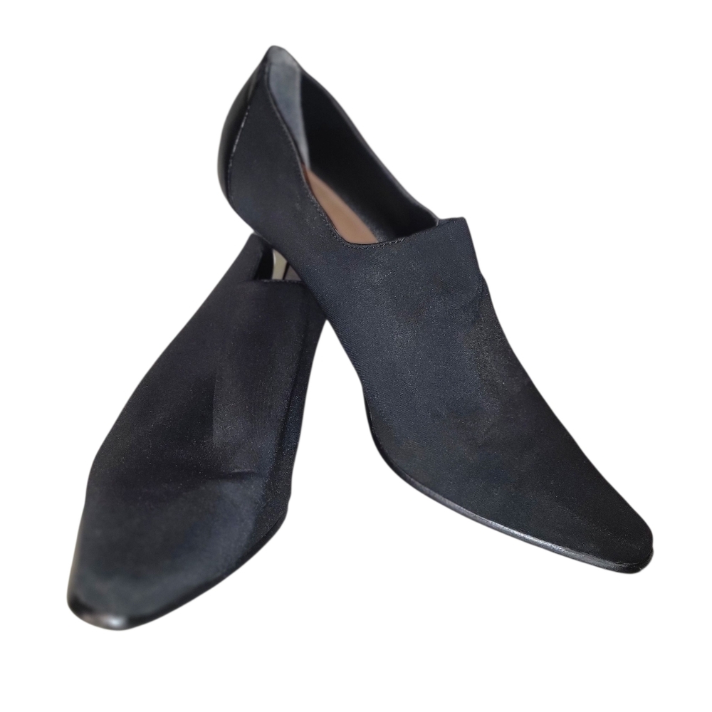 Donald Pliner Couture Lacia Sock Knit/Leather Trim Kitten Heel In Black, Size 10 - Picture 2 of 9